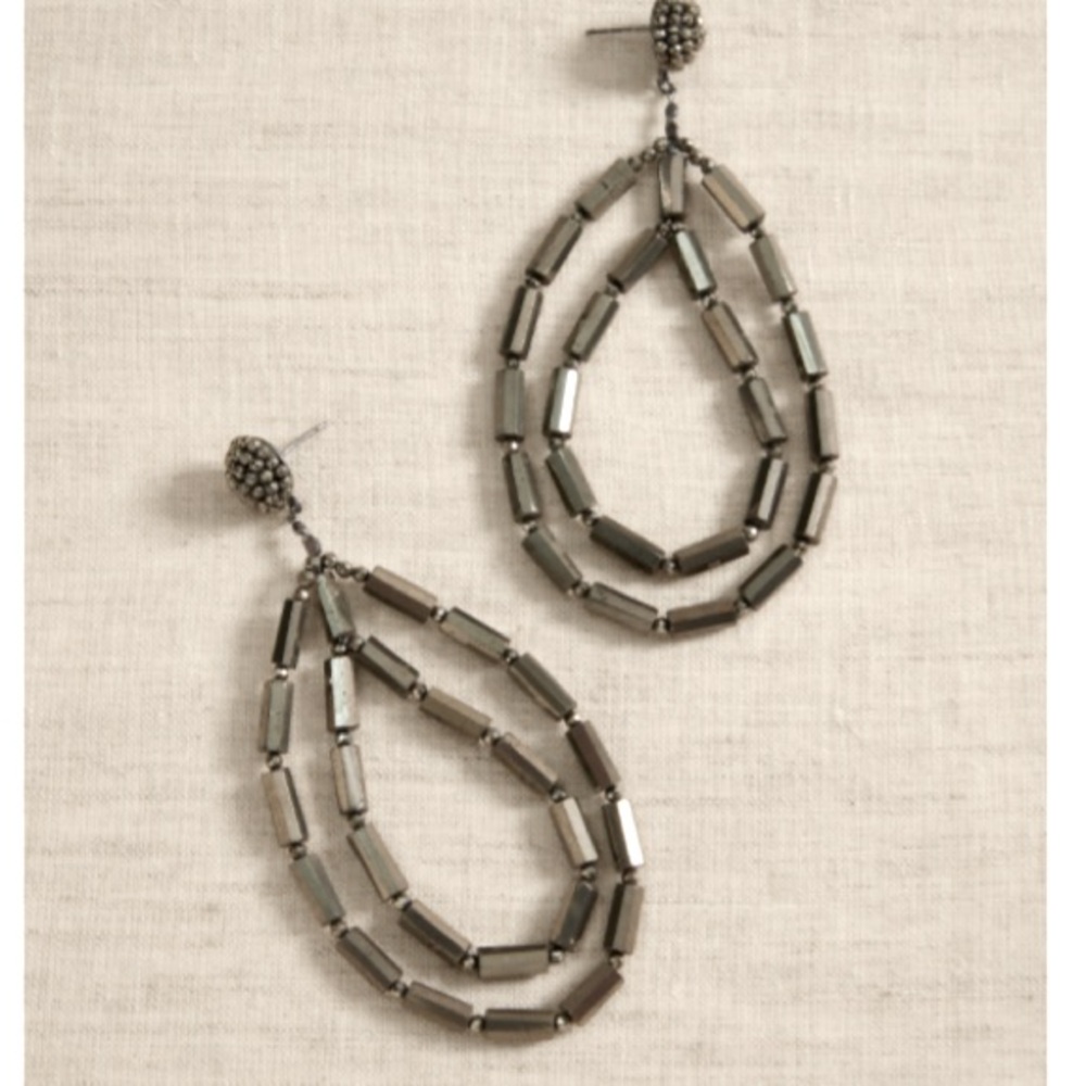Anthropologie large w weight statement earrings! Stunning gunmetal stones! NWOT!